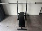 Halterstang + Bench Press Set | Inklapbare Halterbank, Sport en Fitness, Fitnessmaterialen, Ophalen of Verzenden, Zo goed als nieuw