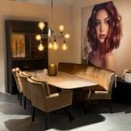 Zeer Luxe eetkamer set stoelen met eetkamer bank velours, Ophalen, Nieuw, Grijs, Vijf, Zes of meer stoelen