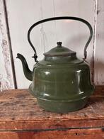 Grote groene Brocante Emaille Theepot, Ophalen of Verzenden