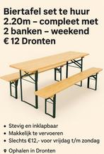 Biertafel set te huur 2.20m. compleet met 2 banken, Ophalen, Gebruikt, Overige