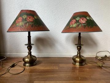 2 stuks vintage schemerlampen met bloemen motief beschikbaar voor biedingen