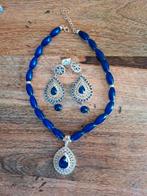Prachtige blauwe ketting en oorbellen, Sieraden, Tassen en Uiterlijk, Enkelbandjes en Enkelkettinkjes, Ophalen of Verzenden, Nieuw