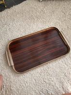 Vintage dienblad met messing gouden afwerking, Ophalen, Zo goed als nieuw, Rond, Metaal