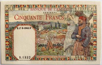 Algarije 50 franc 1942 UNC (zeldzaam in deze kwaliteit)! beschikbaar voor biedingen