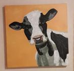 Schilderij van een koe achtergrond oranje, Antiek en Kunst, Kunst | Schilderijen | Modern, Ophalen of Verzenden