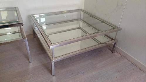 Salontafel en bijzettafels glas metaal goedkoop, Huis en Inrichting, Tafels | Salontafels, Zo goed als nieuw, Minder dan 50 cm