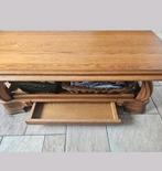 Salon tafel eikenhout met lade en kleed vintage, Ophalen, Eikenhout, 50 tot 100 cm, Minder dan 50 cm
