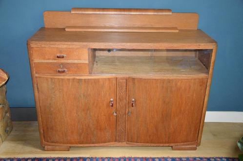 Antiek Art Deco theekastje / dressoir met vitrine gedeelte, Antiek en Kunst, Curiosa en Brocante, Ophalen