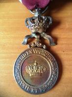 1908 Belgische Kroonorde met lint verguld brons, Postzegels en Munten, Ophalen of Verzenden, Brons, Buitenland