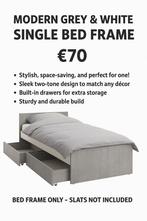 Modern Grijs & Wit Eenpersoonsbedframe met Lades, Eenpersoons, Ophalen of Verzenden, Zo goed als nieuw, 200 cm