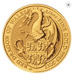 Dragon goud queens beasts 2017 1/4 oz 999, Postzegels en Munten, Edelmetalen en Baren, Goud, Ophalen of Verzenden