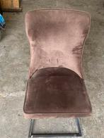 Bruine Stoffen Stoel met Metalen Onderstel vintage!, Huis en Inrichting, Gebruikt, Bruin, Ophalen of Verzenden, Eén