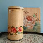 Verkade, gele beschuitbus met rozen, Verzamelen, Ophalen of Verzenden, Gebruikt, Beschuit, Verkade