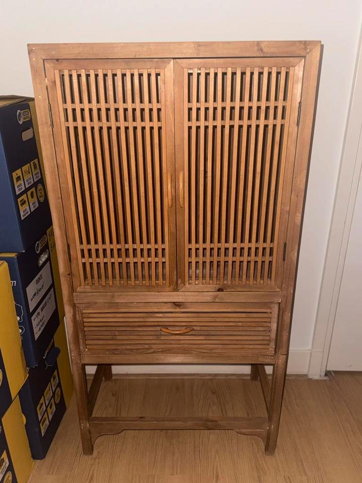 Mooie ladekast bamboe tweedeurs ZGAN, Huis en Inrichting, Kasten | Ladekasten, Zo goed als nieuw, 100 tot 150 cm, 50 tot 100 cm