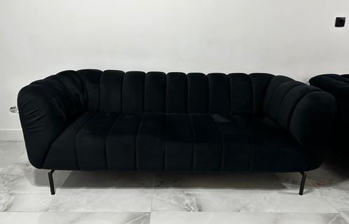 Moderne Velvet Zwarte Banken, Huis en Inrichting, Banken | Sofa's en Chaises Longues, Zo goed als nieuw, 150 cm of meer, Stof