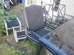 zgan grote metalen tuintafel + 6 stoelen, Ophalen, Gebruikt, 6 zitplaatsen, Aluminium
