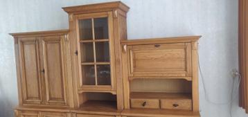 Antieke 3-delige houten kast (inclusief vitrine met licht) beschikbaar voor biedingen