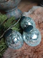 Kerstbal zilver glas Heksenbal silver christmas ball 3 stuks, Diversen, Kerst, Ophalen of Verzenden, Zo goed als nieuw