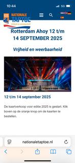 Taptoe Rotterdam Ahoy kaarten voor 13-09-2025 om 14.00 uur., Tickets en Kaartjes, Concerten | Pop, Twee personen
