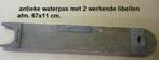 antieke Zweedse waterpas, 2 werkende libellen, mal voor hout, Ophalen of Verzenden