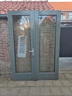 Hardhouten dubbele tuindeuren. Dubbelglas. 166x233.5cm., Doe-het-zelf en Verbouw, Deuren en Horren, Ophalen, Glas, 120 cm of meer