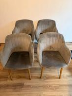 4 Grijze Eetkamerstoelen met Armleuning, Huis en Inrichting, Stoelen, Ophalen, Gebruikt, Vier, Stof