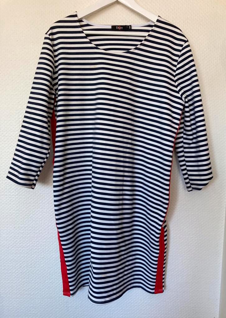 ENJOY Bretons Gestreept Blauw Witte Tricot Jurk Maat XXL, Kleding | Dames, Jurken, Zo goed als nieuw, Maat 46/48 (XL) of groter