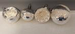 4 Vintage Kerstballen Kleur Zilver., Ophalen of Verzenden, Gebruikt