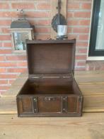 Ouderwets Houten Kistje met Metalen Details, Ophalen, Gebruikt, Overige houtsoorten, Minder dan 50 cm