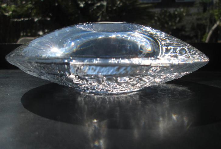 ORREFORS Crystal Waxinelicht Discus Lars Hellsten 1995, Antiek en Kunst, Antiek | Glas en Kristal, Ophalen of Verzenden