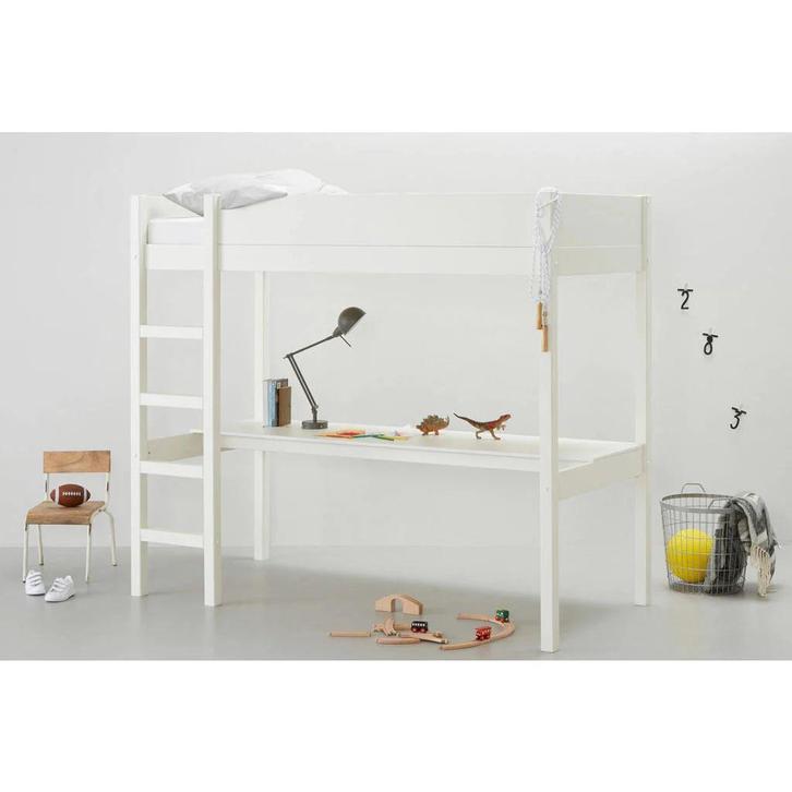 Hoogslaper wit Charlie met bureau, Huis en Inrichting, Slaapkamer | Stapelbedden en Hoogslapers, Gebruikt, Hoogslaper, 90 cm, 200 cm