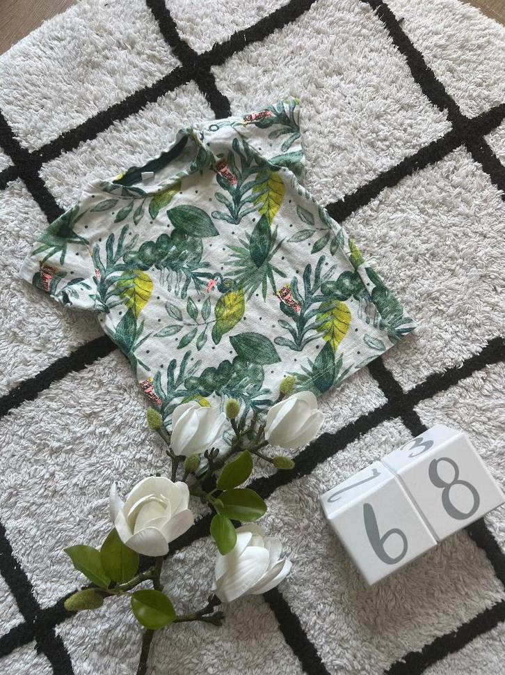 ZGAN wit groen print Zeeman shirt top 68 #mrb86size68 tshirt, Kinderen en Baby's, Babykleding | Maat 62, Zo goed als nieuw, Jongetje of Meisje