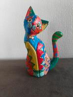 Vintage veelkleurige houten kat Indonesië, Ophalen of Verzenden