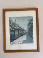 Mooie ingekleurde ets van Praag / Tsjechie. Emil Wanke., Antiek en Kunst, Kunst | Etsen en Gravures, Ophalen