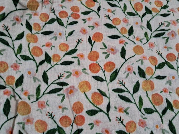 Lap hydrofiel/double gauze licht zalmroze fruit van poppy, Hobby en Vrije tijd, Stoffen en Lappen, Zo goed als nieuw, Katoen, 120 cm of meer