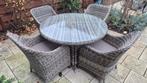 Mooie tuintafel met 4 stoelen, Tuin en Terras, Tuintafels, Ophalen, Gebruikt, Rond, Wicker