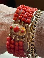 Prachtige Bloedkoralen  + Groot Mooi  Gouden Slot Armband, Antiek en Kunst, Ophalen, Goud