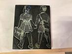 Oud stempel ets print druktechniek school kinderen nostalgie, Ophalen of Verzenden