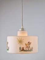 Vintage melkglas hanglamp hertje ’60 kinderkamer mid century, Gebruikt, Ophalen of Verzenden, Lamp
