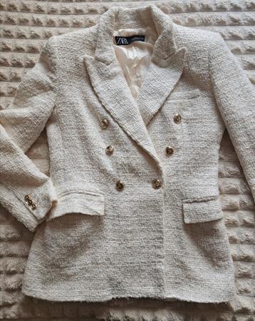 Nieuwe Zara Bouclé Blazer - Off White/Goud beschikbaar voor biedingen