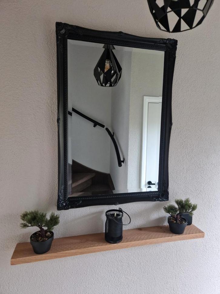 Zwarte sierlijke spiegel, Huis en Inrichting, Woonaccessoires | Spiegels, Zo goed als nieuw, 50 tot 75 cm, Minder dan 100 cm, Rechthoekig