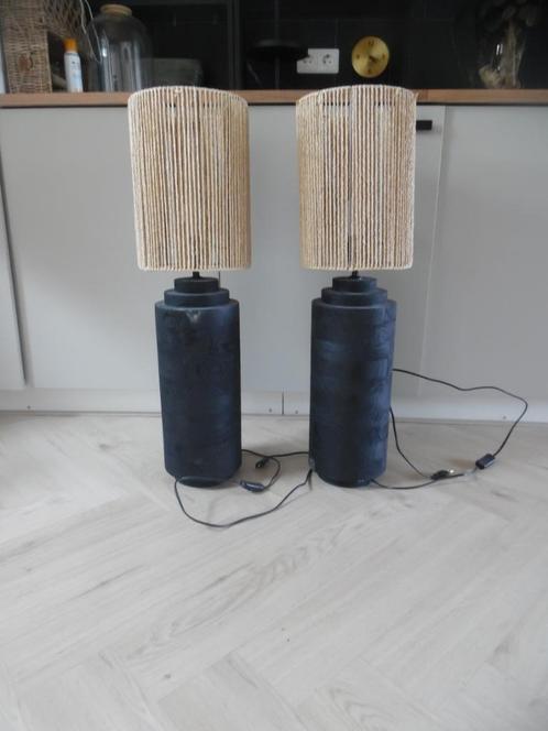 2 tafellampen Light and Living met touw lampenkap, Huis en Inrichting, Lampen | Tafellampen, Zo goed als nieuw, 75 cm of meer