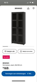 BRIMNES Vitrinekast, zwart, 80x190 cm, Huis en Inrichting, Kasten | Vitrinekasten, 150 tot 200 cm, 25 tot 50 cm, Met deur(en)