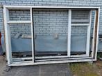 2 Hardhouten gelijke kozijnen, dubbel glas, klep-, draairaam, Doe-het-zelf en Verbouw, Kozijnen en Schuifpuien, Ophalen, Gebruikt