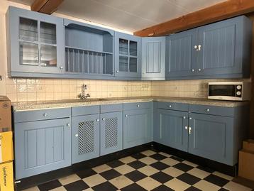 Houten keuken, engelse stijl, landelijk blauw beschikbaar voor biedingen