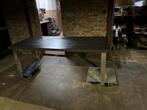 Eettafel darkgrey / donkergrijs met RVS poten, Ophalen, Gebruikt, 200 cm of meer, 50 tot 100 cm