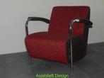 Leolux Scylla fauteuil uitgevoerd in rood met bruin patroon, Ophalen, Metaal, Leolux Ontwerper Gerard Vollenbrock, 75 tot 100 cm