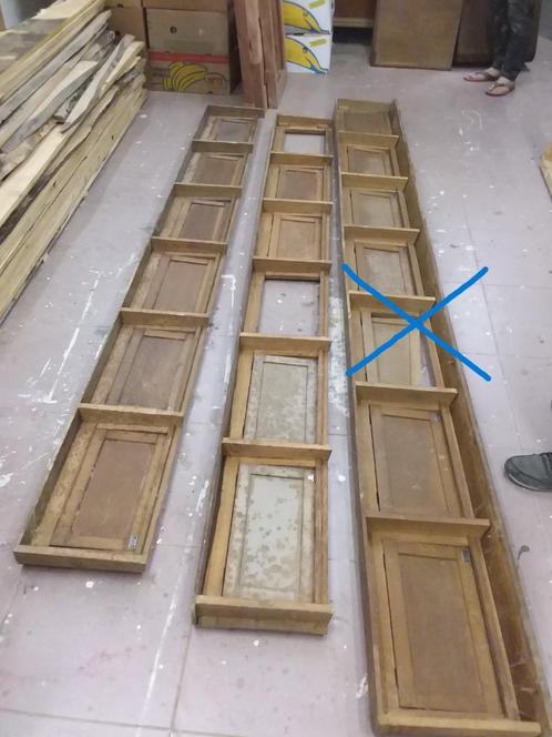 Eikenhouten kastdelen van de achterzijde van een kerkbank, Antiek en Kunst, Curiosa en Brocante, Ophalen
