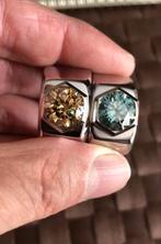 Heren ringen 5 crt Moissanite stenen, IJzer of Staal, Heer, Nieuw, Ophalen of Verzenden
