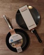 Koekenpan en hapjespan met glazen deksel nieuw in verpakking, Ophalen, Keramische plaat, Koekenpan of Braadpan, Nieuw